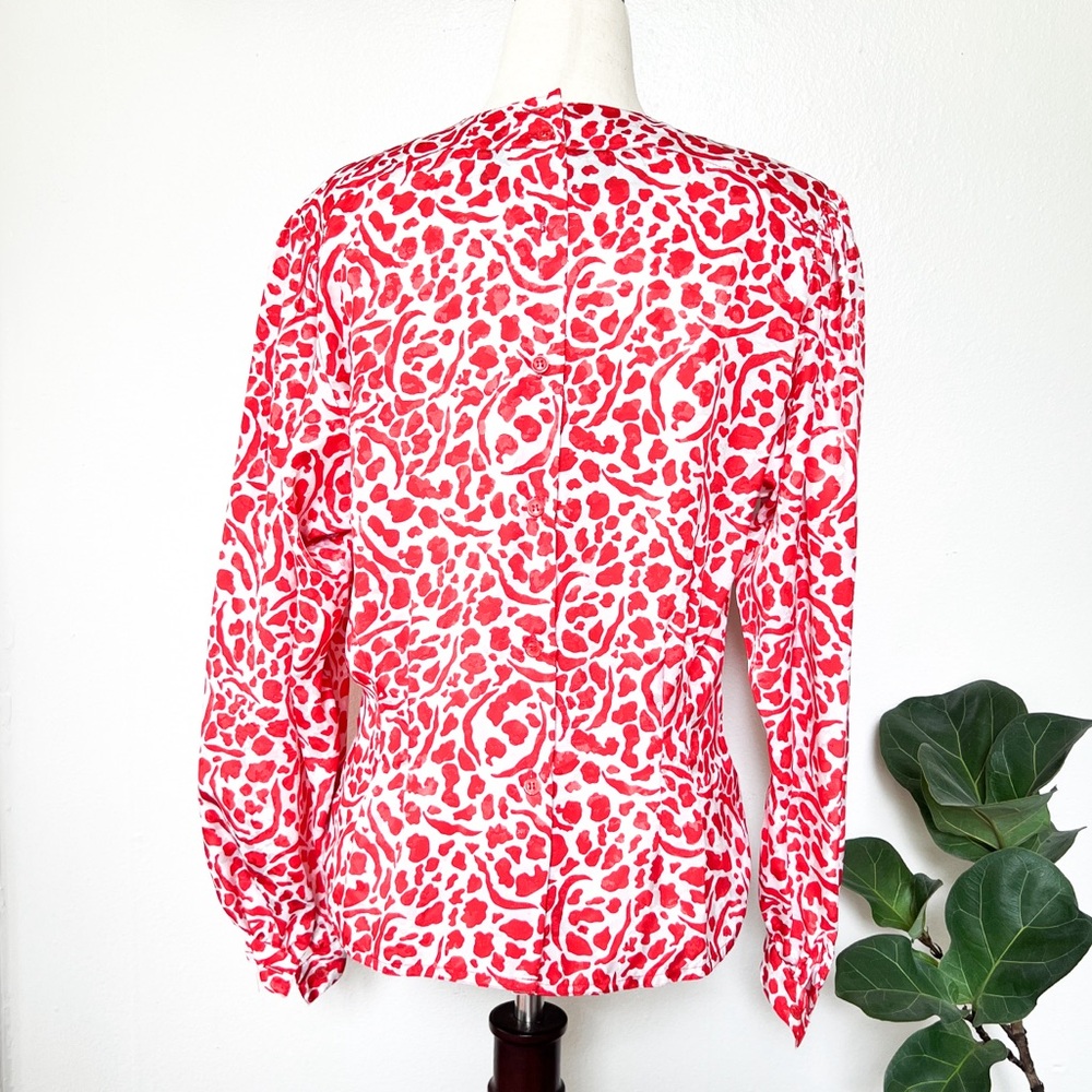 Vintage Classy Abstract Print Blouse - image 2